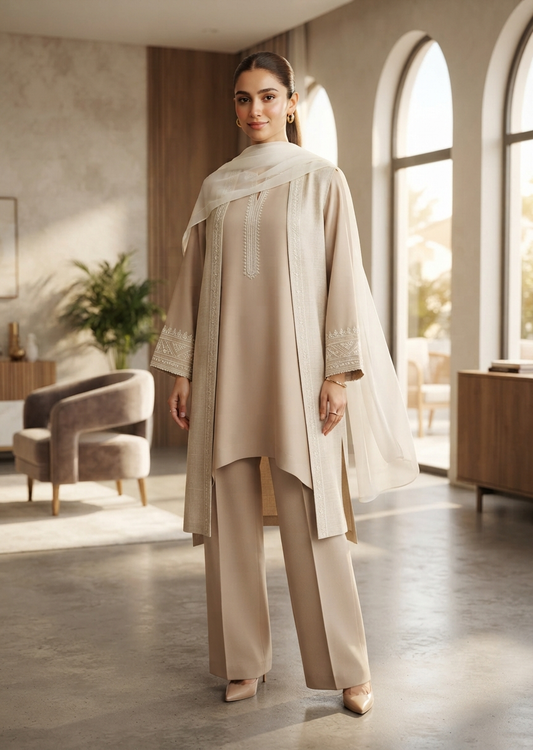 Artisan Layered Tunic Set - Mocha Taupe